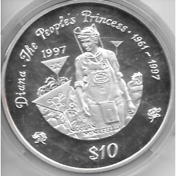 Monedas - Africa - Liberia - 350 - 1997 - 10 Dolares - Plata