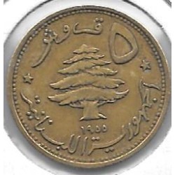 Monedas - Asia - Libano - 21 - 1955 - 5 Piastras