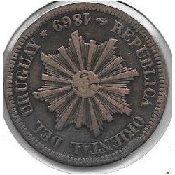 Monedas - America - Uruguay - 12 - 1869 - 2 ctm