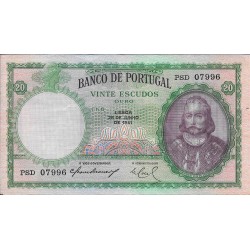 Billetes - Europa - Portugal - 153a - MBC+ - 1951 - 20 Escudos - num ref:PSD07996