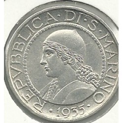 Monedas - Europa - San Marino - 9 - Año 1935 - 5 Liras