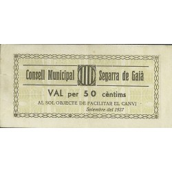 Billetes - España - II República       (1931 - 1939) - Locales - Cataluña - EBC - Segarra de Gaià - Año 1937 - 50 Cts