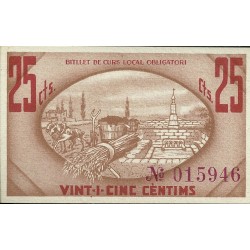 Billetes - España - II República       (1931 - 1939) - Locales - Cataluña - S/C - Guissona - Año 1937 - 25 Ct