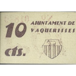 Billetes - España - II República       (1931 - 1939) - Locales - Cataluña - S/C - Vaquerisses - Año 1937 - Nº 01819 - 10 Cts