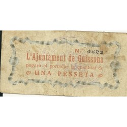 Billetes - España - II República       (1931 - 1939) - Locales - Cataluña - bc+ - Guisona - Año 1937 - 1 peseta