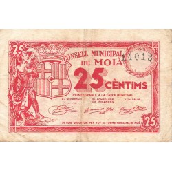 Billetes - España - II República       (1931 - 1939) - Locales - Cataluña - BC+ - Año 1937 - Moià - 25 Ct - num ref: 14013