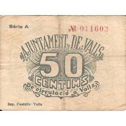 Billetes - EspaÃ±a - II RepÃºblica (1931 - 1939) - Locales - CataluÃ±a - 2690 - mbc - Valls - 50 ct - Num.ref: 011603