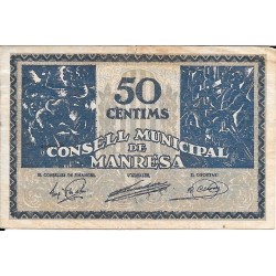 Billetes - EspaÃ±a - II RepÃºblica (1931 - 1939) - Locales - CataluÃ±a - 1421 - mbc - 1937 - Manresa - 50 ct - Num.ref: 133551