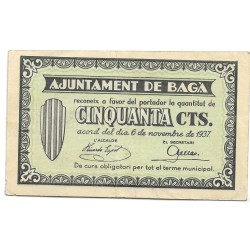 Billetes - EspaÃ±a - II RepÃºblica (1931 - 1939) - Locales - CataluÃ±a - 260 - EBC+ - 1937 - Baga - 50 Cts - num ref:4908