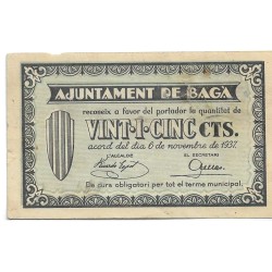 Billetes - EspaÃ±a - II RepÃºblica (1931 - 1939) - Locales - CataluÃ±a - 261 - EBC- - 1937 - Baga - 25 Cts - num ref:7892