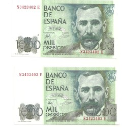 Billetes - España - Juan Carlos I (1975 - Actual) - 1000 ptas - 524 - sc - 23/10/1979 - Pareja correlativa