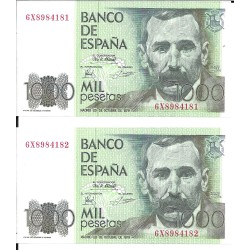 Billetes - EspaÃ±a - Juan Carlos I (1975 - 2014) - 1000 ptas - 524 - sc - 1979 - billetes correlativos - Num.ref: 6X8984181/2