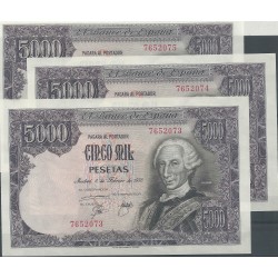 Billetes - España - Juan Carlos I (1975 - Actual) - 5000 ptas - 525 - S/C - Año 1976 - 3 billetes - Correlativos