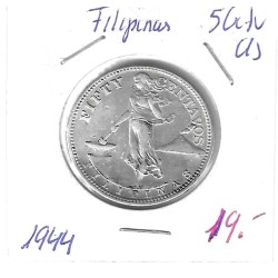 Monedas - Asia - Filipinas - 183 - 1944 - 50 ctv - plata