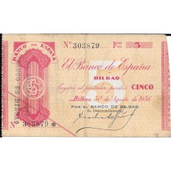 Billetes - España - II Republica (1931 - 1939) - Banco de España (Bilbao) - 390 - mbc+ - 1936 - 5 pesetas - Num.ref: 303879