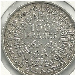 Monedas - Africa - Marruecos - 52 - Año 1953 - 100 Francos