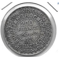 Monedas - Africa - Marruecos - 53 - 1953 - 200 francos - plata