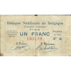 Billetes - Europa - Belgica - bc+ - Año 1914 - 1 franco