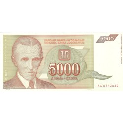 Billetes - Europa - Yugoslavia - 128 - ebc - Año 1993 - 5.000 dinara