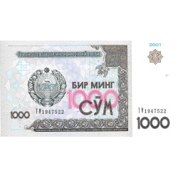 Billetes - Asia - Uzbekistan - 82 - S/C - Año 2001 - 1000 Som - num ref: TW1947522