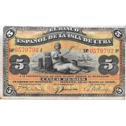 Billetes - America - Cuba - 48b - MBC- - 1896 - 5 Pesos - Plata - num ref:0579792