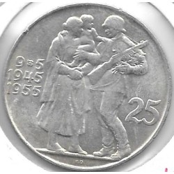 Monedas - Europa - Checoslovaquia - 43 - 1955 - 25 Coronas - Plata