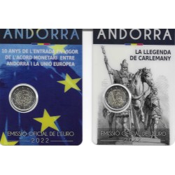 Monedas - Euros - 2€ - Andorra -  SC - 2022 - Conjunto 2 monedas - Carlomagno y Entrada Euro