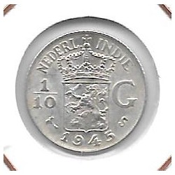 Monedas - Europa - Holanda (Indias Holandesas) - 318 - 1945 - 1/10 gulden - plata