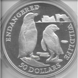 Monedas - Oceania - Islas Cook - 128 - Año 1991 - 50 Dólares - Pingüinos