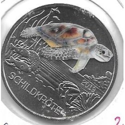 Monedas - Euros - 3€ - Austria - Año 2019 - Tortuga - Moneda coloreada