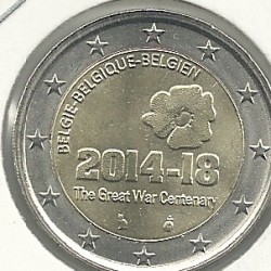 Monedas - Euros - 2euro - Belgica - SC - Antildeo 2014 - 100ordm Aniversario I Guerra Mundial