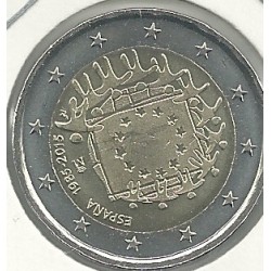 Monedas - Euros - 2euro - Espantildea - Antildeo 2015 - Bandera