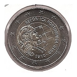 2euro - Portugal - Antildeo 2010 - Busto repuacuteblica