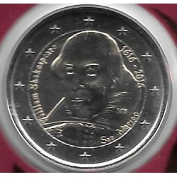 Monedas - Euros - 2euro - San Marino - Antildeo 2016 - William Shakespeare