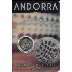 Monedas - Euros - 2euro - Andorra - Antildeo 2016 - 25 Aniversario de Radio y televisioacuten de Andorra